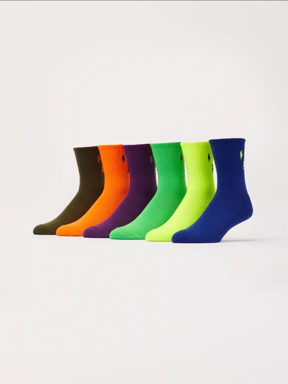 Polo Ralph Lauren Boy's Color Block Cuff Logo & Double Logo Crew Socks 12 Pair